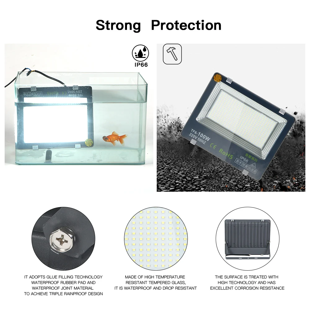 50W100W150W 200W Светодиодный прожектор светильник Ip65 AC 220V отражатель светодиодный