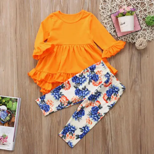 Очаровательная одежда для маленьких девочек туника топы платье брюки с