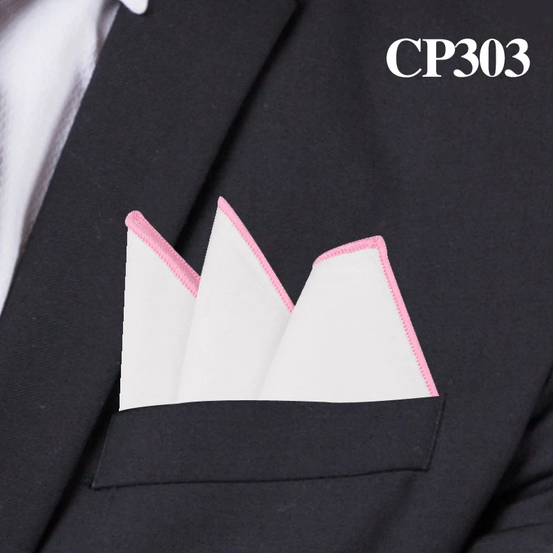 CP303 Модные хлопковые карманные квадратные белые костюмы, носовые платки, одноцветные носовые платки, Повседневные Вечерние платки - Цвет: CP303