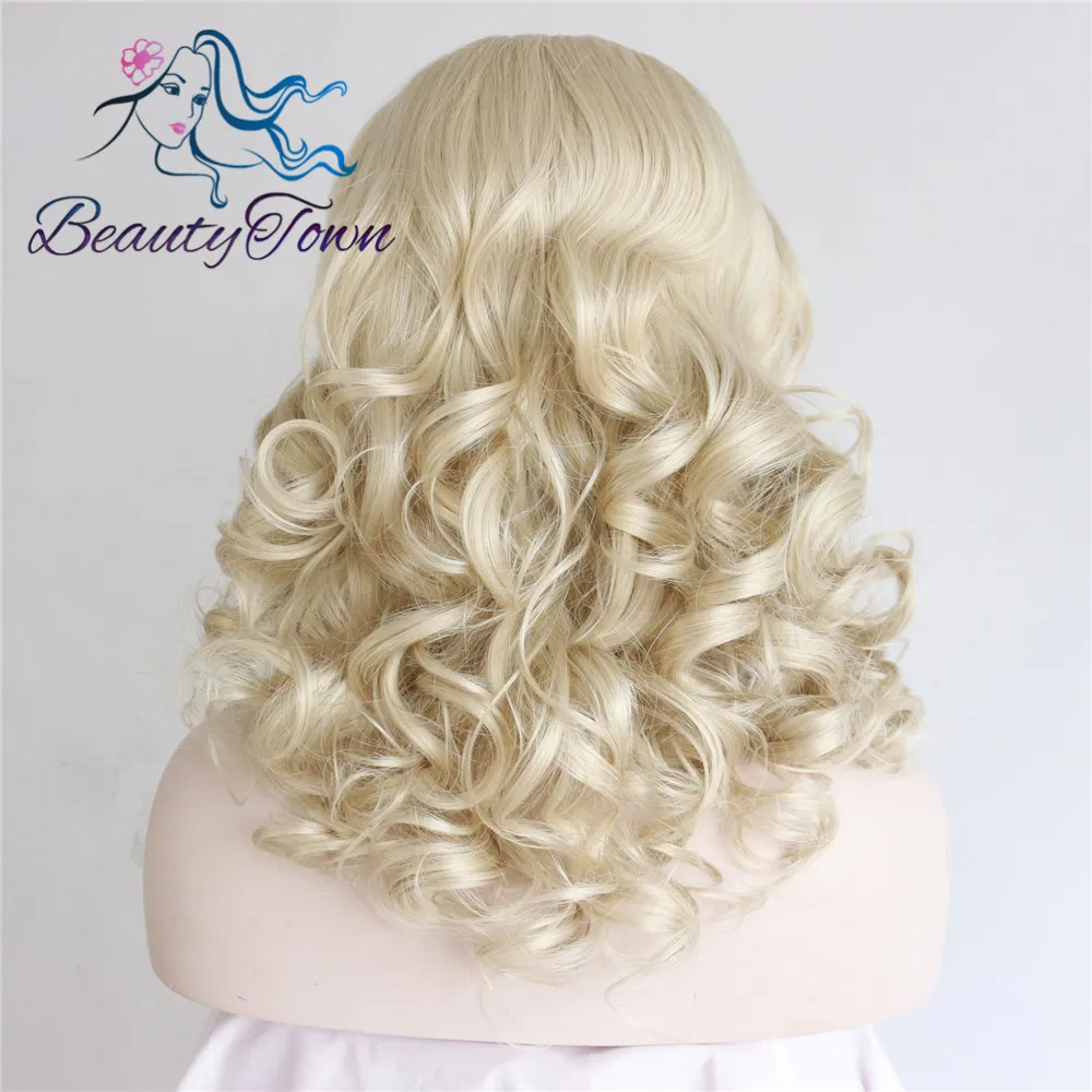 BeautyTown блонд цвет термостойкие волосы ручной работы короткие косплей вечерние perruque блонд синтетический парик на кружеве для женщин