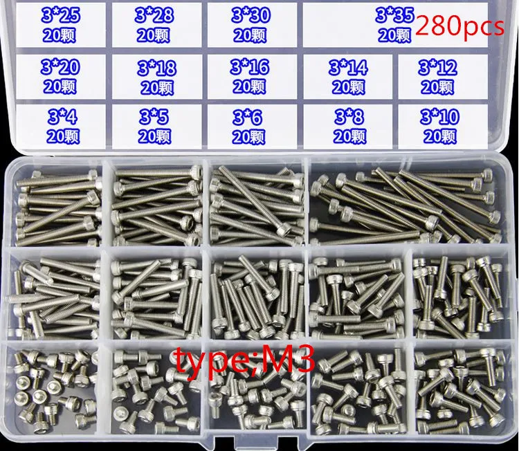 M3/M4/M5/M6/M8 304 из нержавеющей стали с шестигранной головкой, винты, велосипедные шестигранные болты, гайка, набор винтов, ассортимент