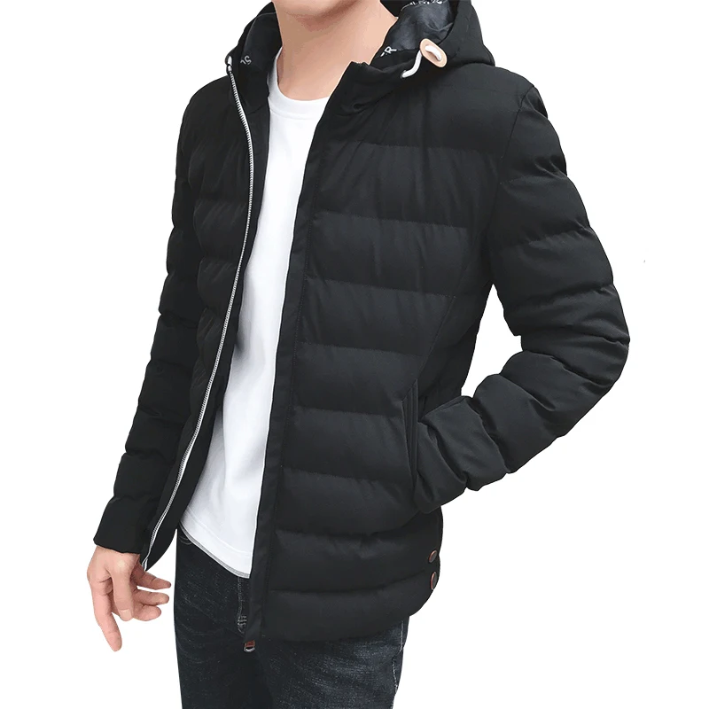 

New Winter Parkas Men's Jackets Casual Hooded Red Coats Men Outerwear Thick Cotton Khaki Blue Black Jacket Male Brand Clothing