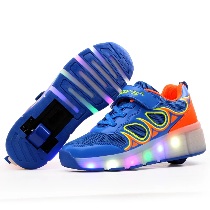 Children Light Roller Shoes Fashion Breathable With LED Lighted Boy &amp Girls Sport Casual Kids Wheels Sneakers BZ043 | Детская одежда