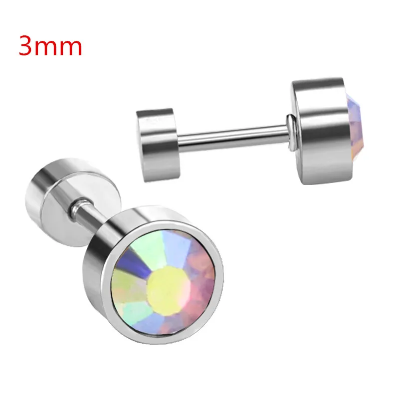 3mm silver white Роскошные Синие/красные/белые/розовые круглые серьги-гвоздики с кубическим цирконием ААА для чувствительных ушей,, вечерние серьги для девушек/подарок - Окраска металла: 3mm silver white
