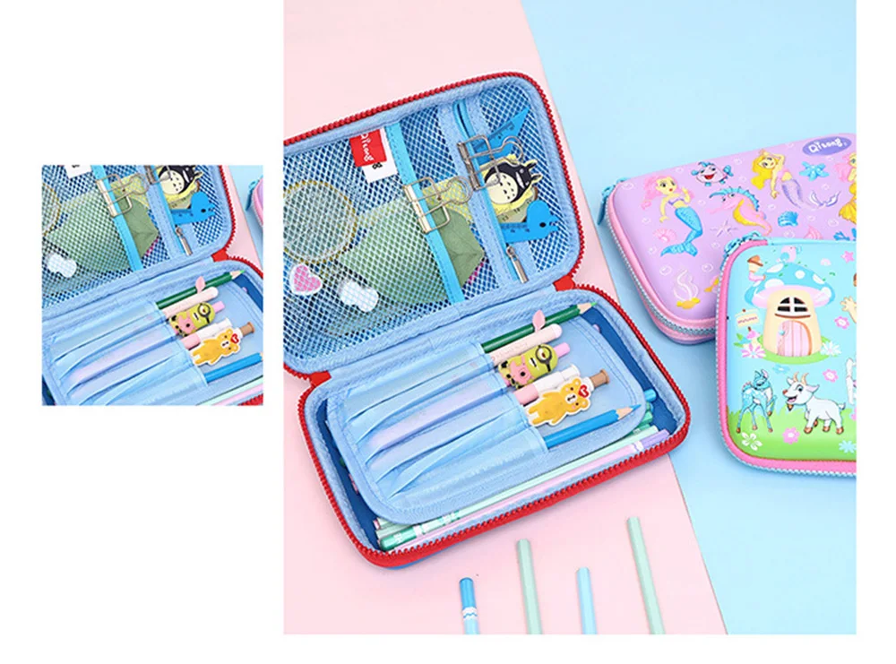 Kawaii 3D School Pencil Case for Girls Boys Penal Korean Pen Bag Cute EVA Large Makeup Pencilcase Pouch Stationery Box Penalties