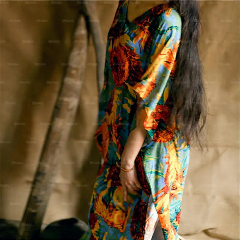 2019 богемное пляжная туника в этническом стиле хлопок вискоза платье макси Для