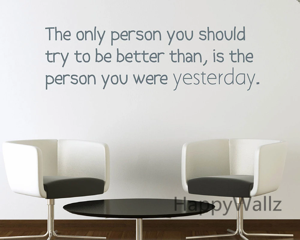 

The Person You Should Be Better Than is You Were Yesterday Motivational Quote Wall Sticker DIY Inspirational Wall Decal Q85