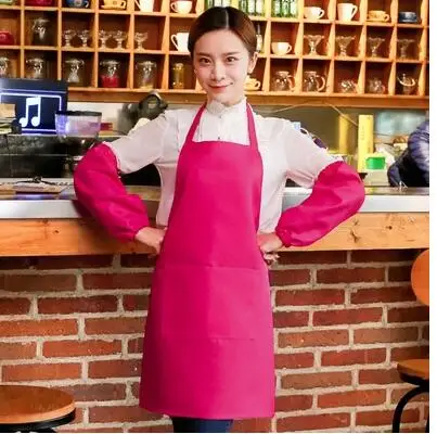 apron sleeves Кухонный домашний фартук для воды, для супермаркета, официанта, косметика, нижнее белье, делопроизводитель, рабочая одежда, розовый фартук с логотипом - Цвет: apron sleeves