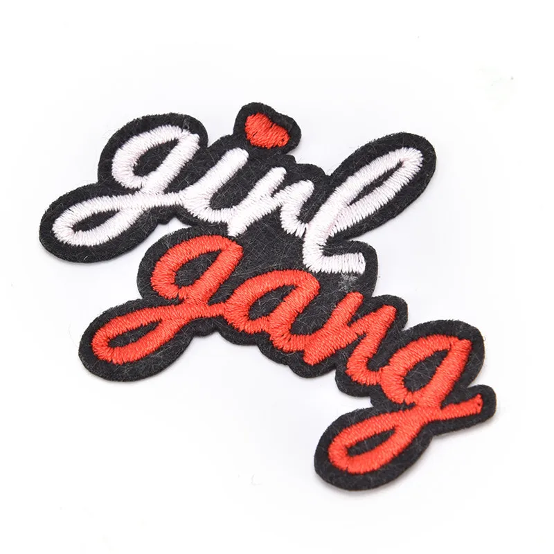

10PCS Souvenir Girl Gang Embroidered Patch Novelty "GIRL GANG" Letters Words Badges Embroidery Patches Girl Boy Women Lable Tag