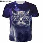 Футболка МужскаяЖенская PLstar Cosmos, футболка с 3D-принтом в виде очков, кота, модная брендовая футболка, летние футболки больших размеров