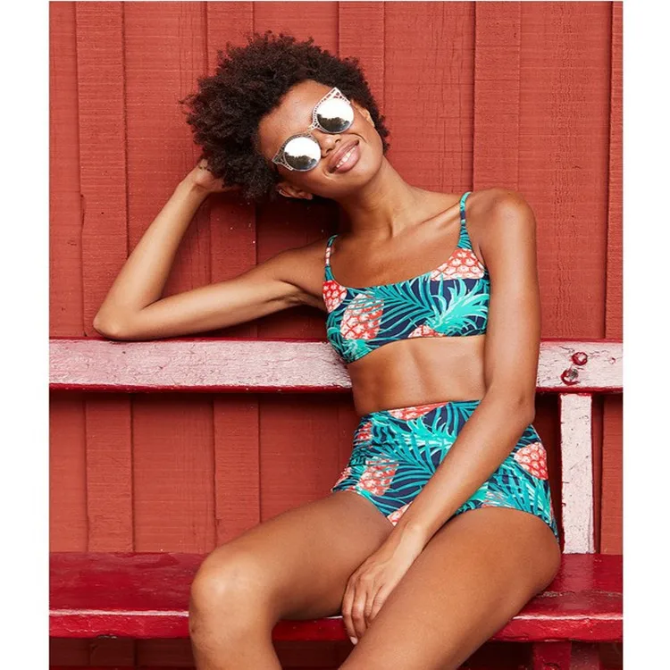 Женский купальник с цветочным принтом Maillot De Bain Femme зеленый бразильский высокой талией 2019| |