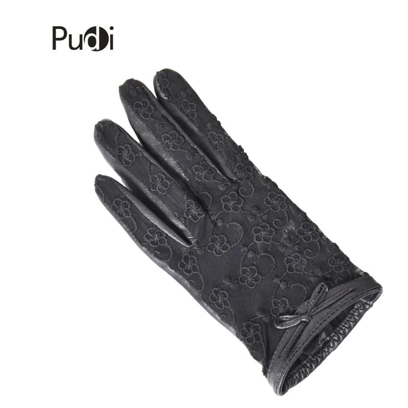 Перчатки женские из натуральной овечьей кожи с кружевом PUDI GL825 | Аксессуары для