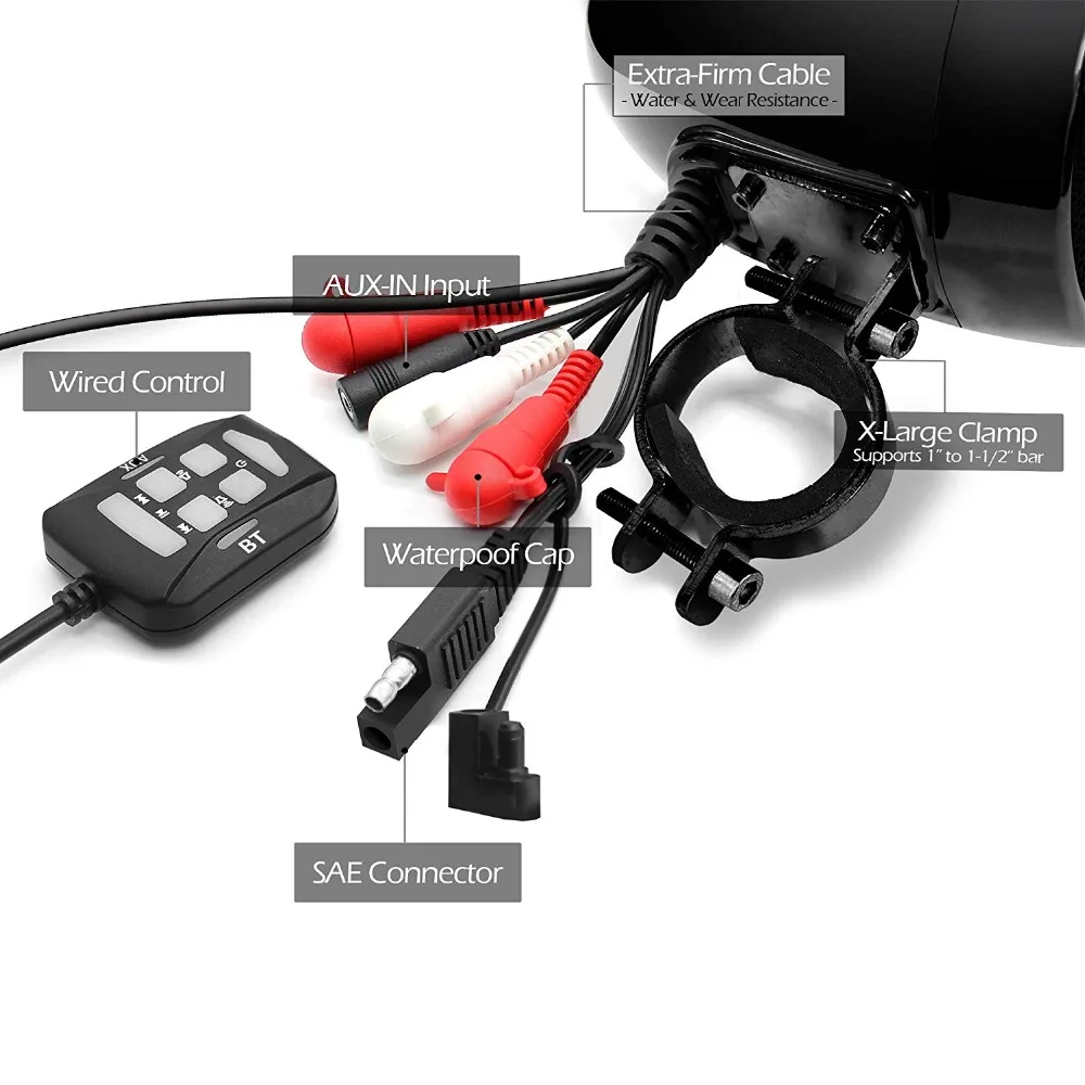 MotoQueen SPK400A 4 канала 4,5 дюйма мотоцикл bluetooth-динамики 1200 W усилитель стерео аудио Системы Поддержка AUX MP3-черный