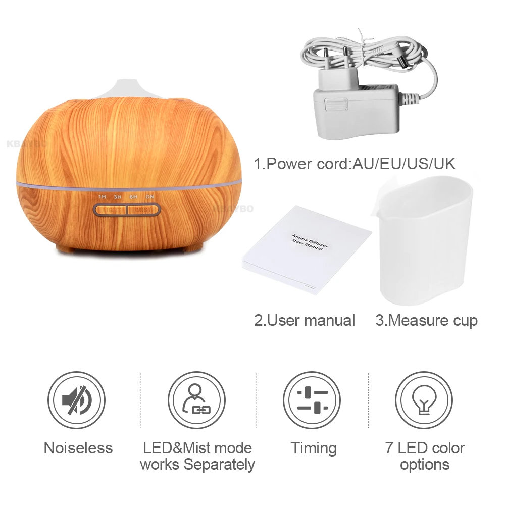 

KEBEIER 400ml Diffuser Aromatherapy Humidifiers Wood Grain Essential Oil Diffuser Ultrasonic Cool Mist Humidifier for Office