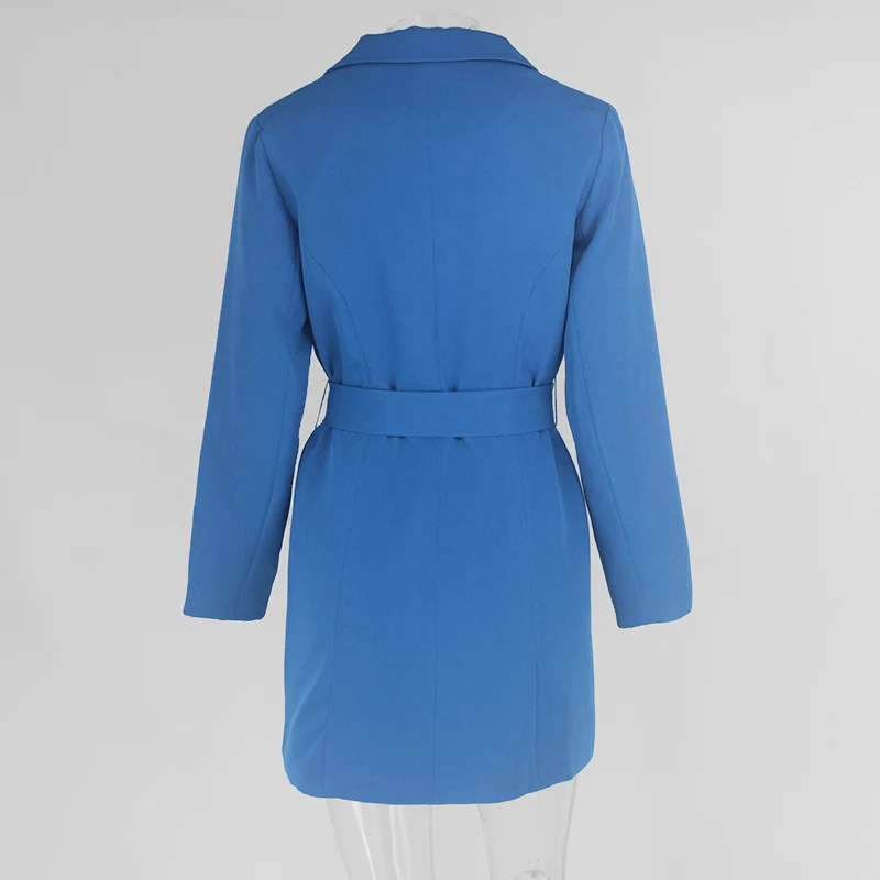 DRESSMECB летнее официальное сексуальное платье женское элегантное однотонное вечернее платье с длинным рукавом и поясом с металлическим кольцом мини-платья Vestido
