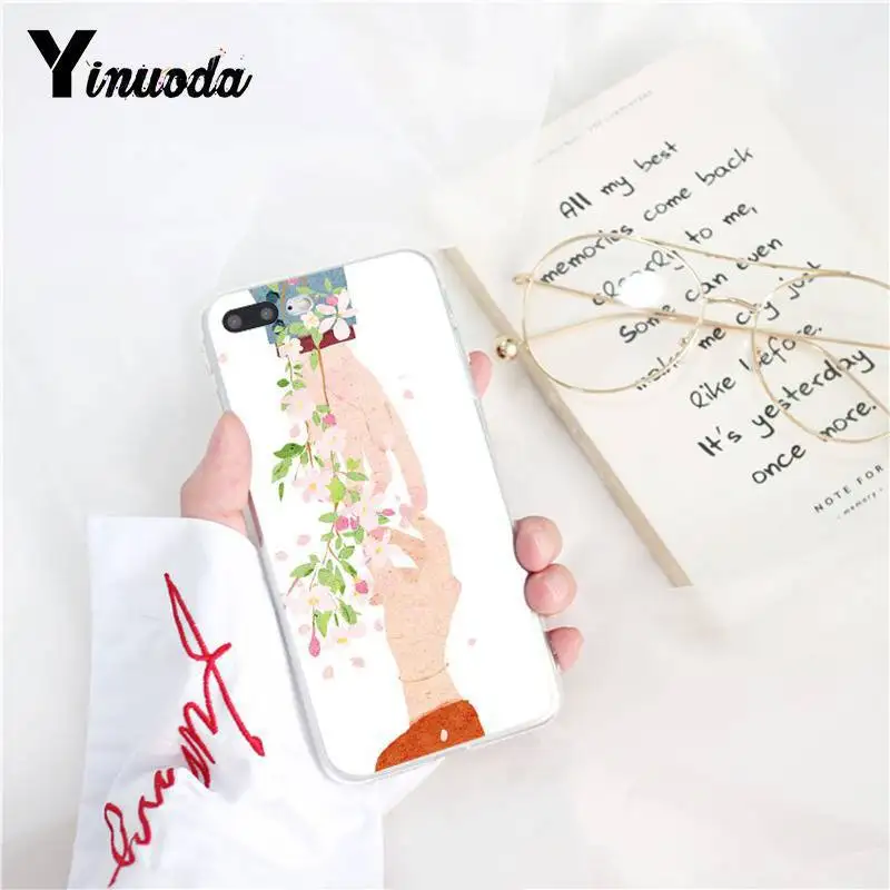 

Yinuoda Finger flower art pattern Luxury Unique Phone Cover for iPhone6S 6plus 7 7plus 8 8Plus X XsMAX 5 5S XR 11 11pro 11promax