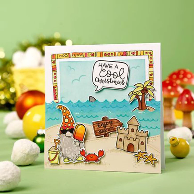 

Christmas Stamps and Dies mushroom Cutting Die Santa Claus clear Stamp with dies forcard making tool DIY Scrapbooking Decoration