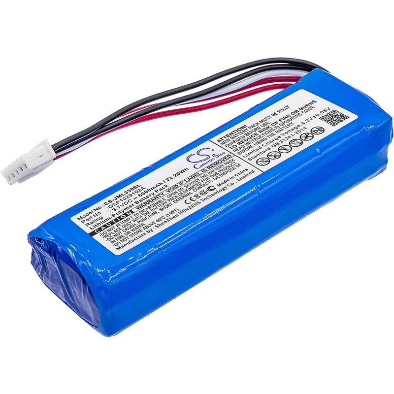 

6000mAh Battery GSP1029102A for JBL Charge 3, please double check the place of 2 red wires on your old battery