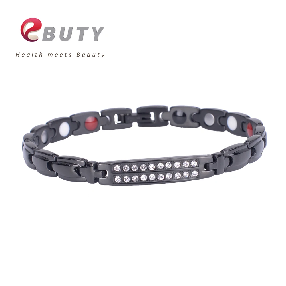 Браслет EBUTY из нержавеющей стали для женщин с кристаллами 4 в 1 Энергетический