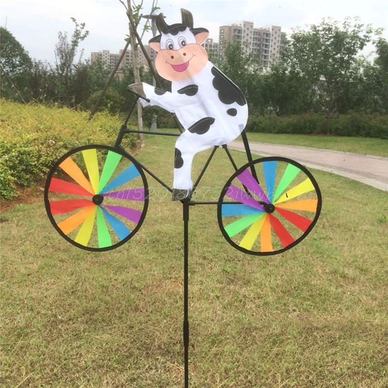 Милый 3D животное на велосипеде ветряная мельница ветер Spinner Whirligig сад газон двор Декор