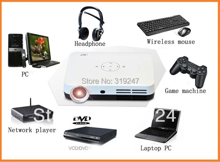 Хит продаж! DLP 3Led Micro Full HD 1080p 200 дюймов Большой экран затвора 2D к 3D Мини карманный