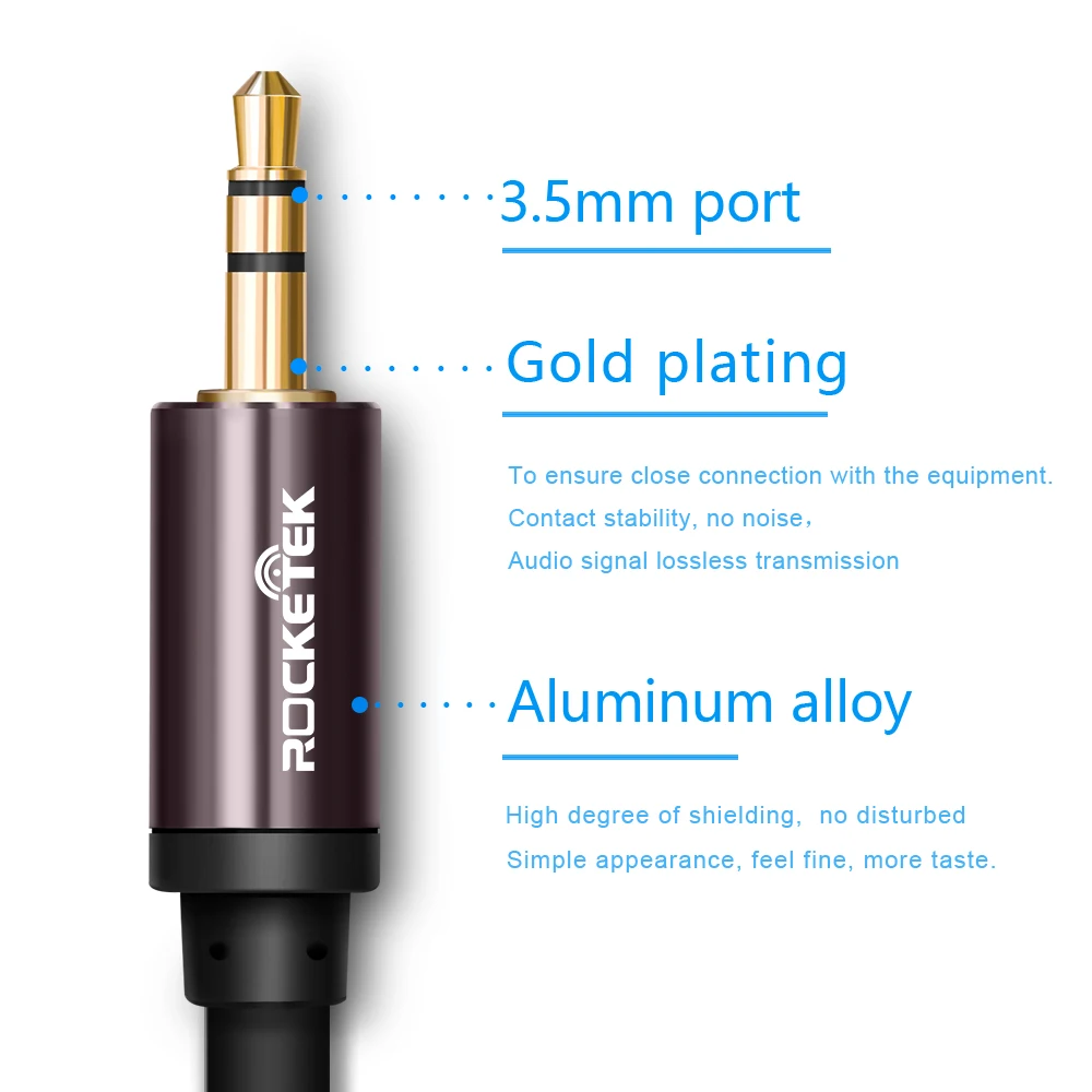 Rocketek 3 5 мм разъем Aux кабель для автомобиля позолоченный Аудио Jack Мужской динамик