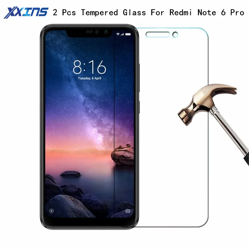 2 шт в партии закаленное стекло для Xiaomi Redmi Note 6 Pro глобальная версия Snapdragon 636
