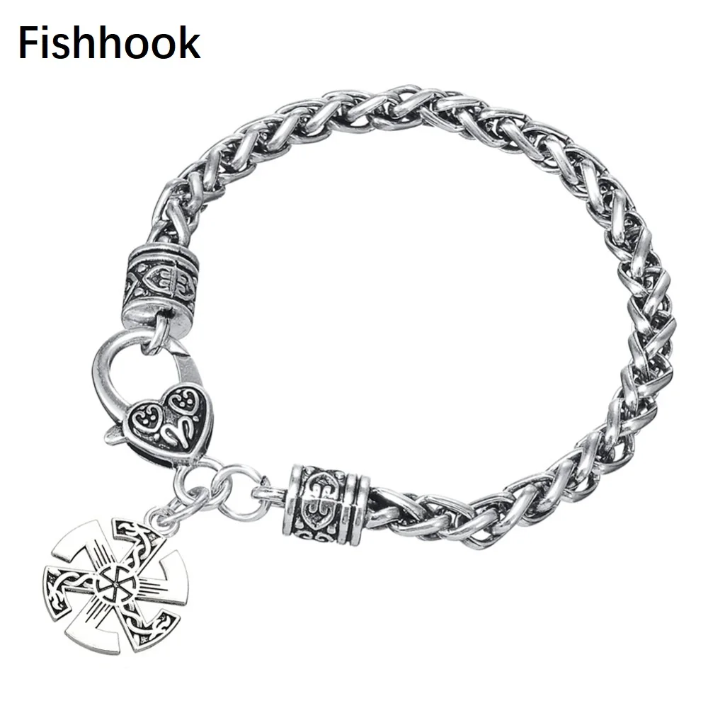 Fishhook Kolovrat Славянский талисман амулет браслеты круглые антикварные серебряные