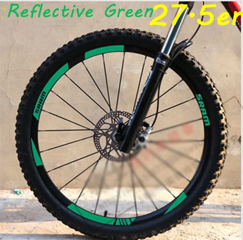 27.5er Refle Green SRAM колесо для горного велосипеда набор наклейки на обод для горного велосипеда Замена Светоотражающие Флуо Гонки Велоспорт грязь винил обод наклейки - Цвет: 27.5er Refle Green