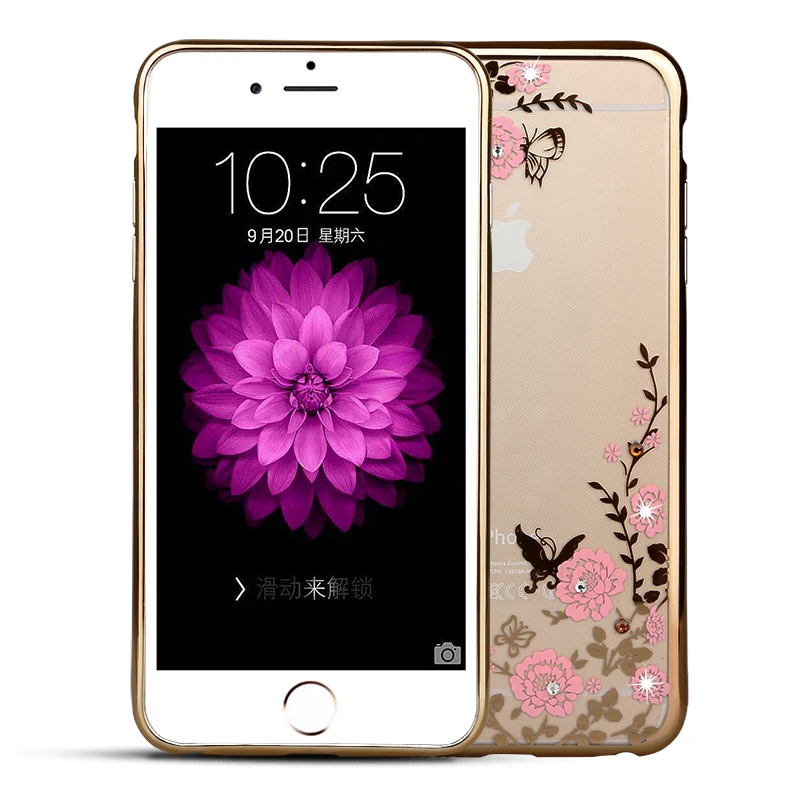 for iPhone 7 Case 6 6s Plus 5 SE 8 X Cover Luxury Beautiful Diamond Rhinestone Secret Garden TPU Transparent Soft |