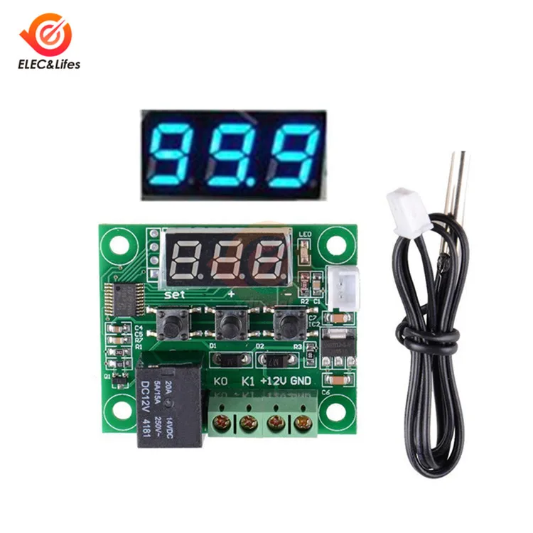 DC 12 В светодиодный цифровой регулятор температуры W1209 W1209WK термостат регулятор регулируемый термометр инкубатор коробка датчик температуры - Цвет: 12V Blue module