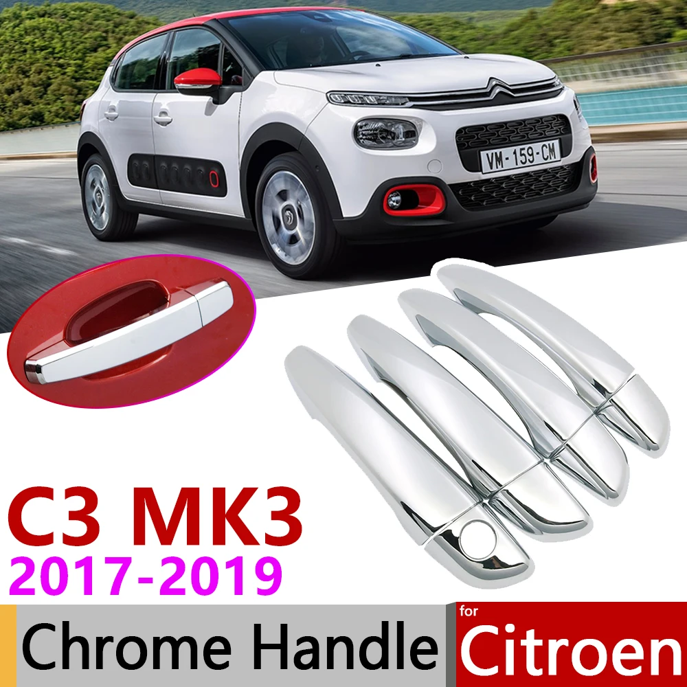 Роскошная хромированная накладка на дверную ручку для Citroen C3 MK3 2017 ~ 2019 аксессуары
