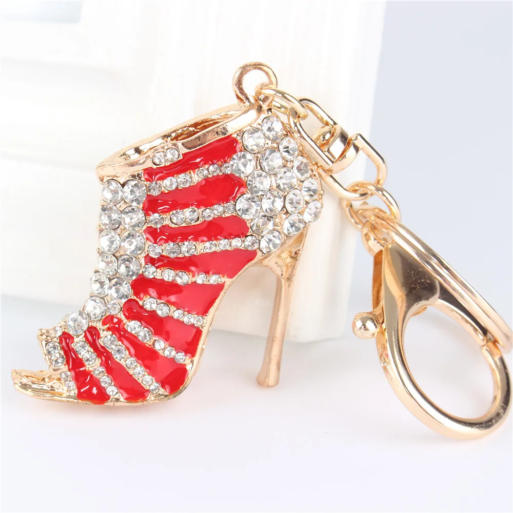 Подвеска стразы на высоком каблуке с кристаллами красного цвета|lovers gift|key chain