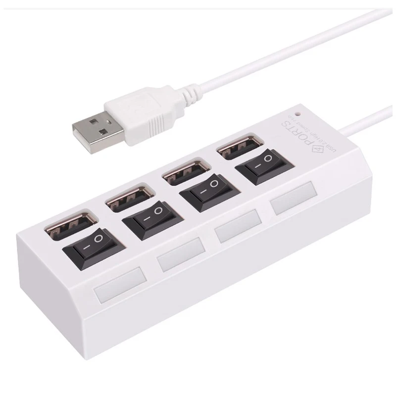 USB 2.0 HUB 4 порта разветвитель Высокая Скорость 480 Мбит/с светодиодный с
