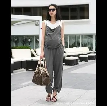 Плиссированные штаны для беременных лето 2019 Одежда комбинезон на лямках женщин