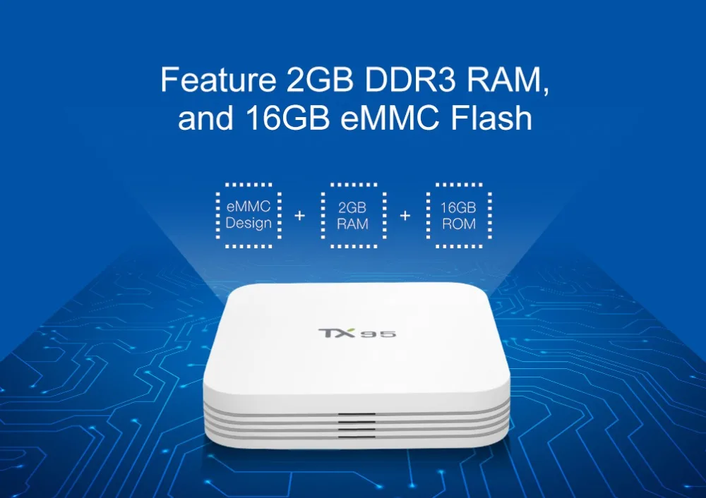 TX95 Smart TV Box Android 7 1 2 Гб 16 четырехъядерный процессор Amlogic S905X 4G/5 ГГц Wifi H.265 4K HDMI 2.0a USB 3 0