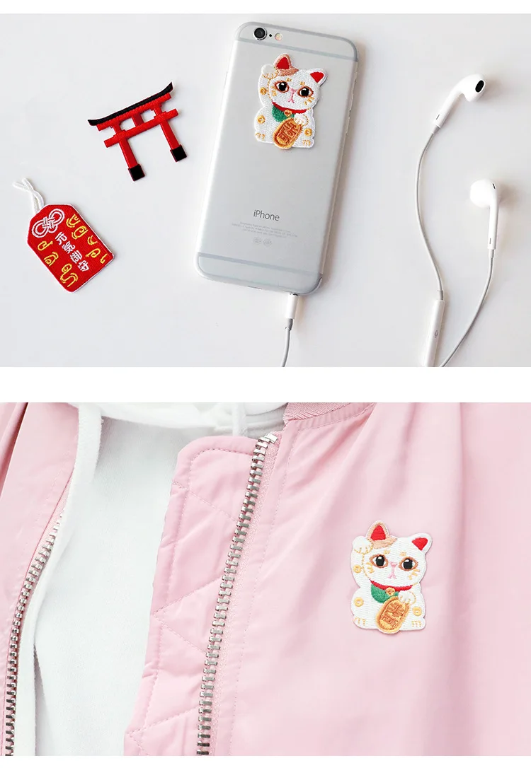 Япония Lucky Cat Вышивка глажка на крутые аппликации для детей куртка одежда для футболок наклейки Значки для шляп рюкзак