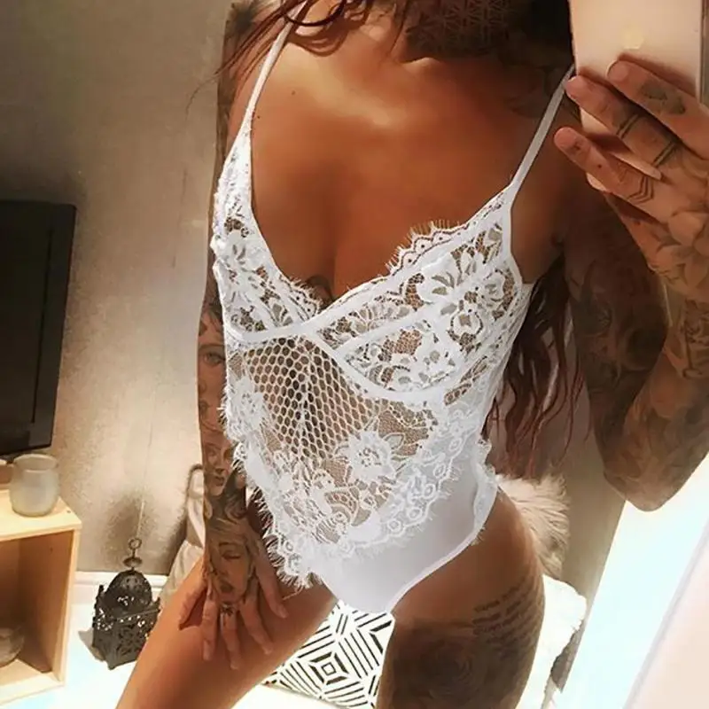 Кружевное боди летнее сексуальное прозрачное 2019 женский комбинезон неоновый с