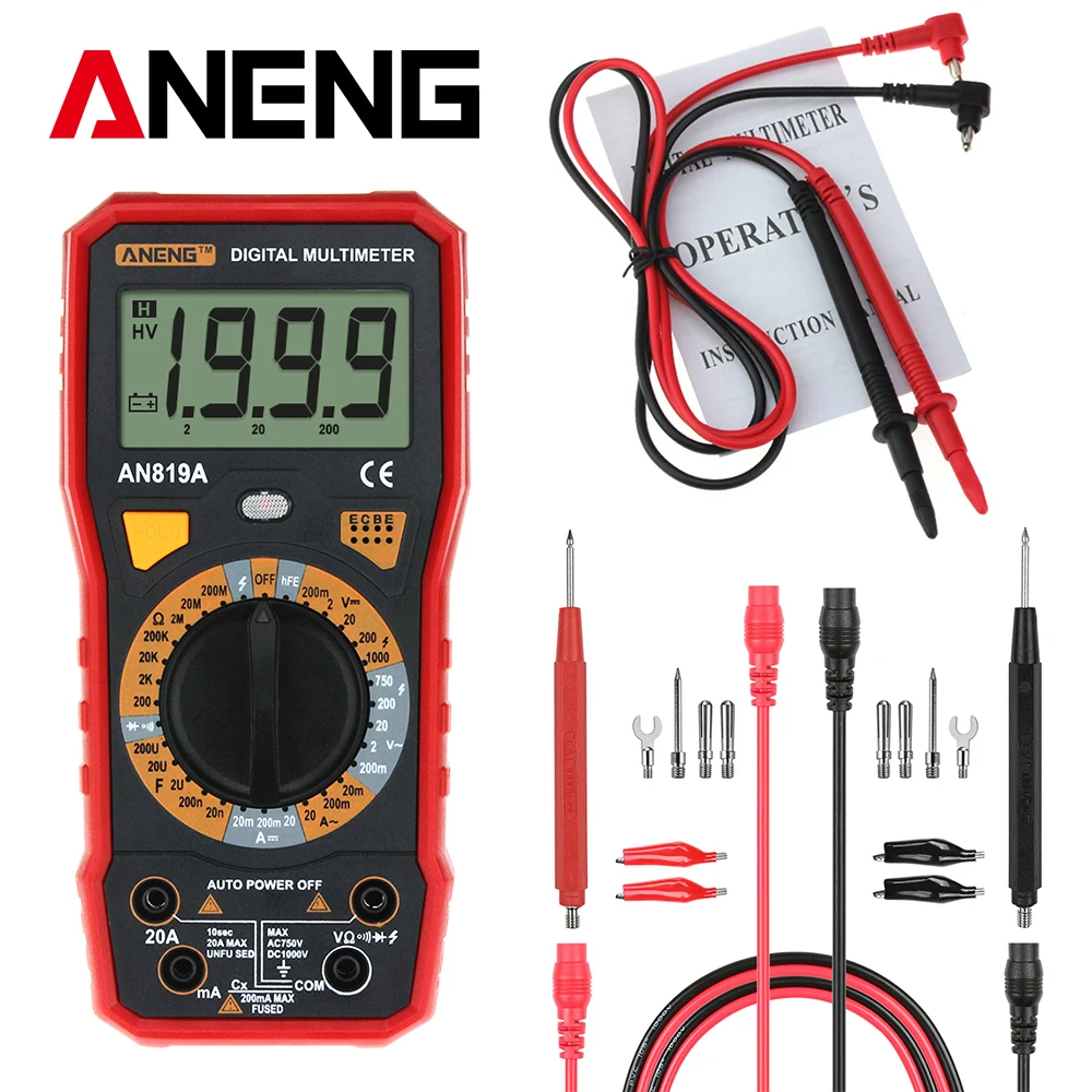 ANENG AN819A Цифровой мультиметр 1999 отсчетов Подсветка ЖК дисплей портативный