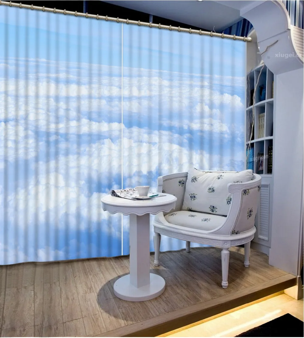 На заказ любой размер фото 3D занавески печать Blockout полиэстер голубое небо