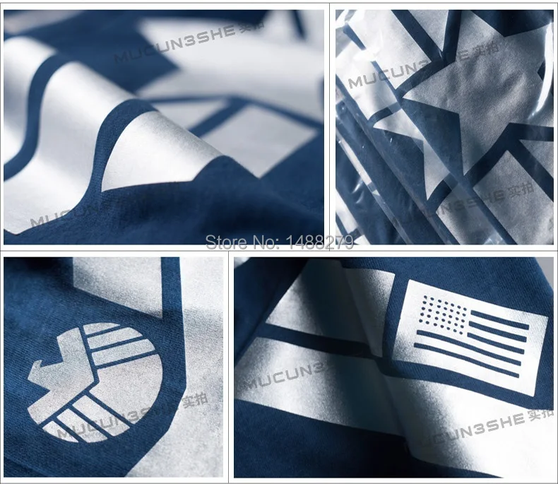 Мужская хлопковая футболка с принтом Капитан Америка Повседневная серебряным на