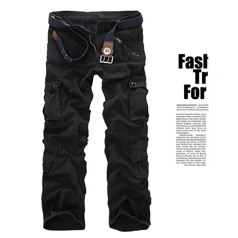 New Men's Cargo Pant Male Multi-pocket Plus Size Cotton Casual Tooling Pants Men Overall 28-44 AFB022 | Мужская одежда