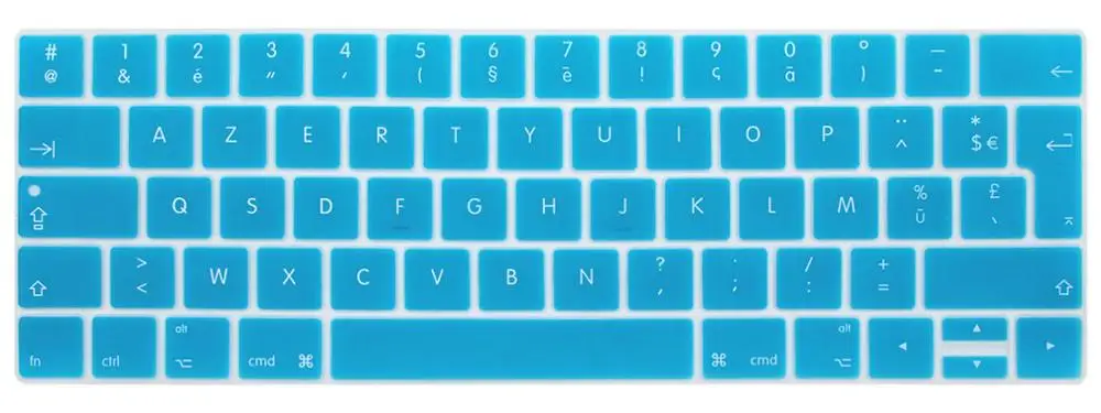 lake blue French layout EU Keyboard Cover For macbook touchbar 13"15"A1990 A1989 A1707 A1706 AZERT Laptop Keyboard Protective Film - Цвет: lake blue