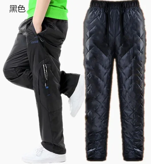 Black (plus cotton) Утепленные Хлопковые Штаны для мальчиков; Детские уличные спортивные брюки; зимние модели; теплые штаны для больших детей - Цвет: Black (plus cotton)