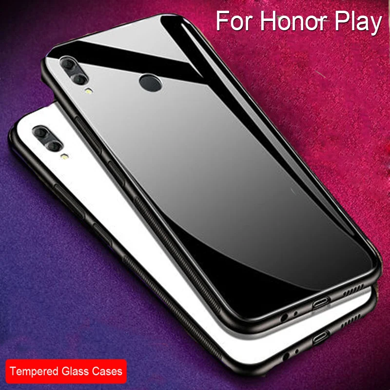 Градиентный чехол из закаленного стекла задняя крышка для Huawei Honor Play мягкий