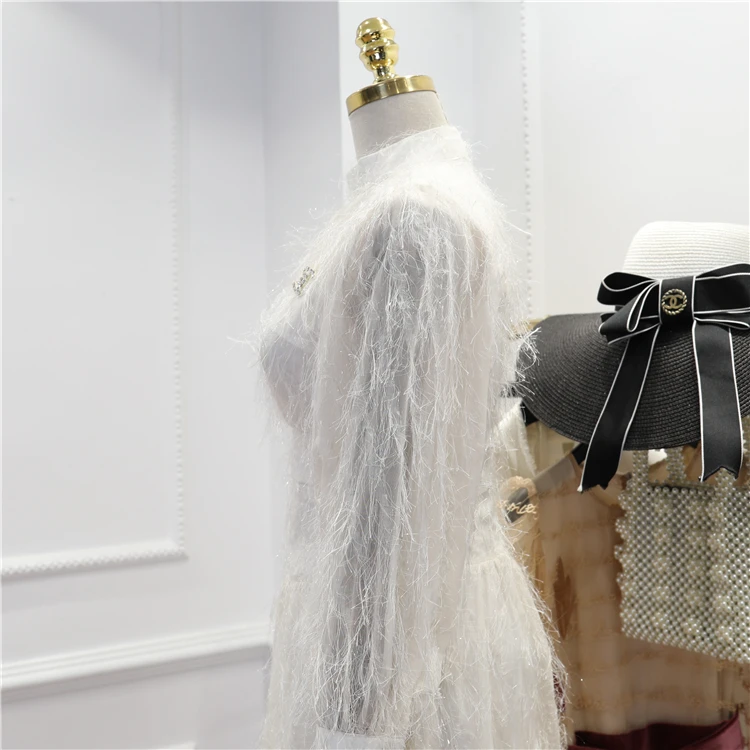 Зимнее платье новинка 2018 женское темпераментное длинное с кисточками и волосами