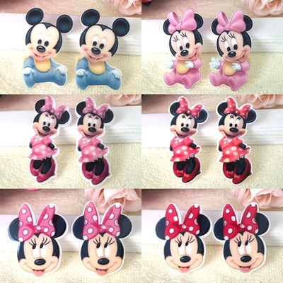 Каваи мультфильм Микки фигурка Минни ремесла плоская задняя Смола Лук Diy шпилька