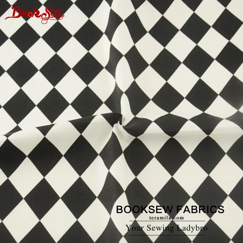 Booksew 100% Cotton Twill Fabric Black Rhombus Geometry Pattern Home Textile Quilting Tissue For Bedding Baby Craft Patchwork|cotton twill