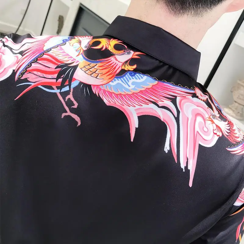 Half sleeve Camisa masculina Casual Social Shirt for Men Hip hop Unique design Blouse Hawaiian Mens Shirts Slim fit Summer | Мужская