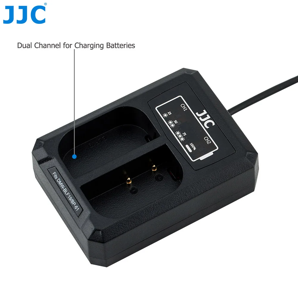 JJC USB Двойной аккумулятор зарядное устройство для Panasonic DMW-BLF19 DMW-BLF19e Lumix GH5S G9 GH5 GH4 GH3 заменяет DMW-BTC13 DMW-BTC10
